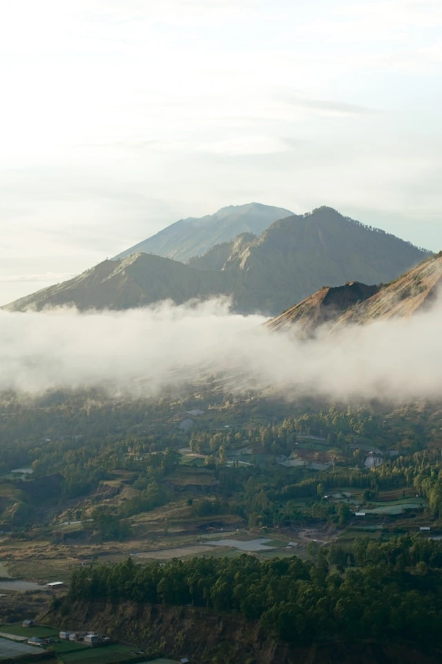 Scenic highlands with breathtaking Mount Batur and tranquil Lake Batur